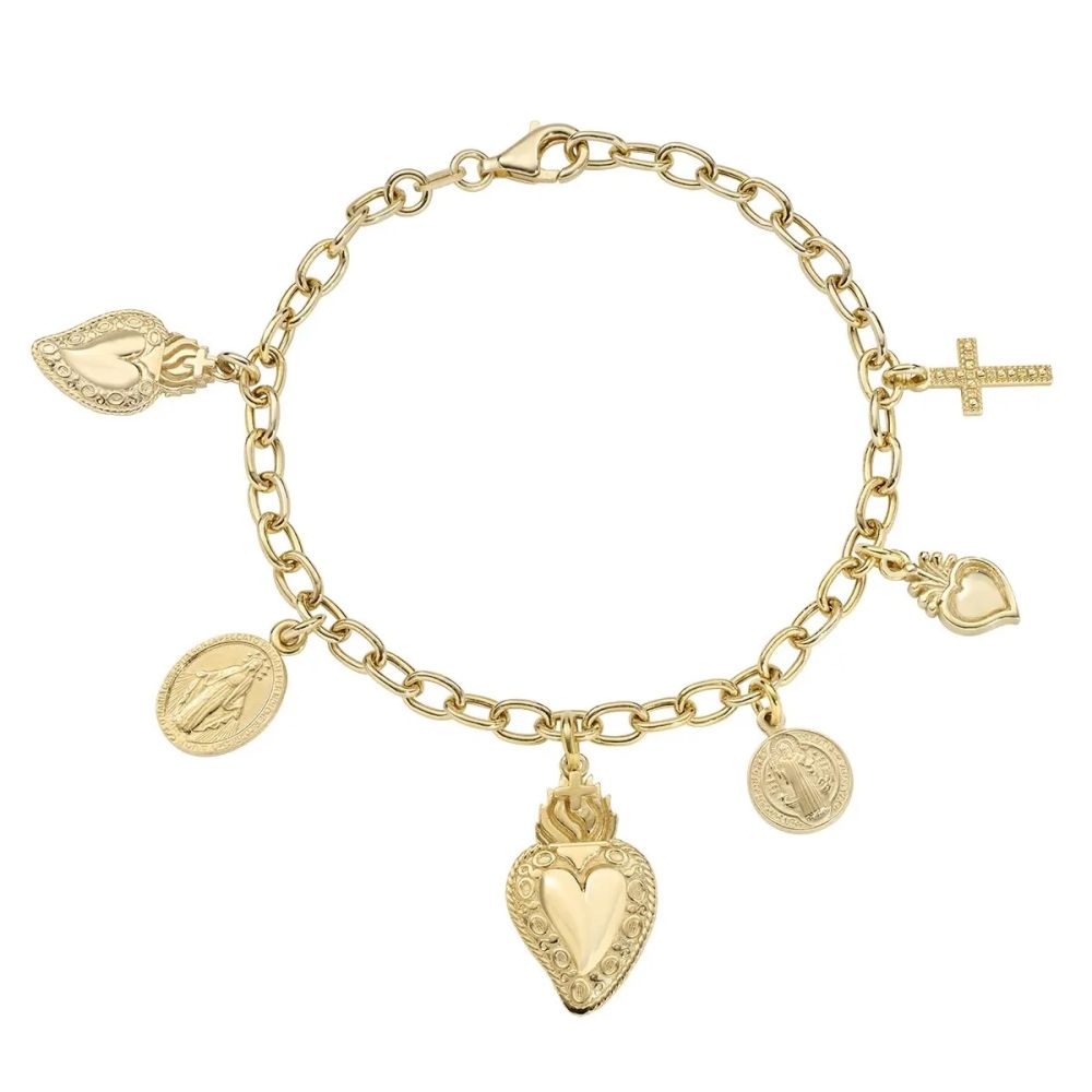 Amen Bracciale Argento Gold Multicharm