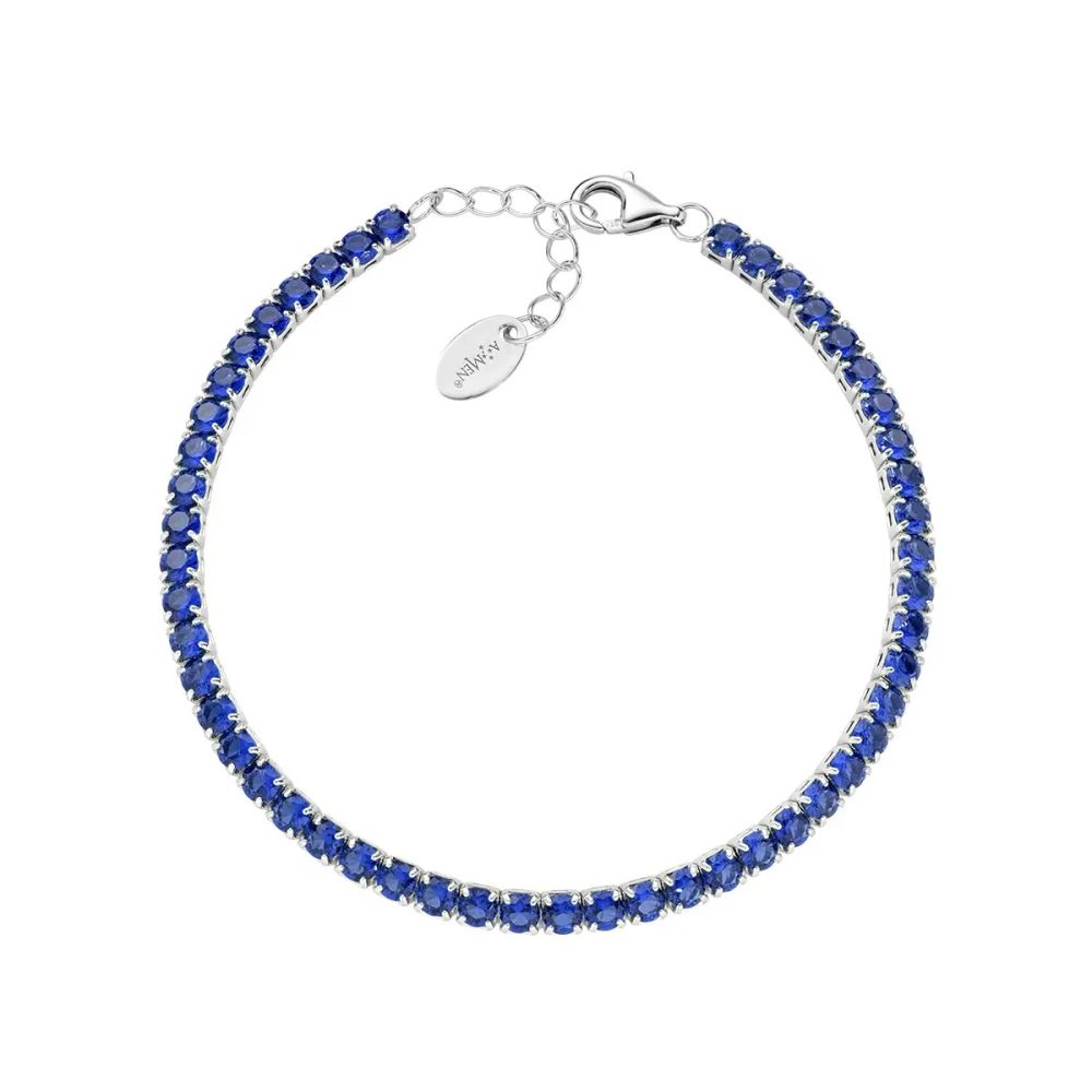 Amen Tennis Argento Zirconi Blu