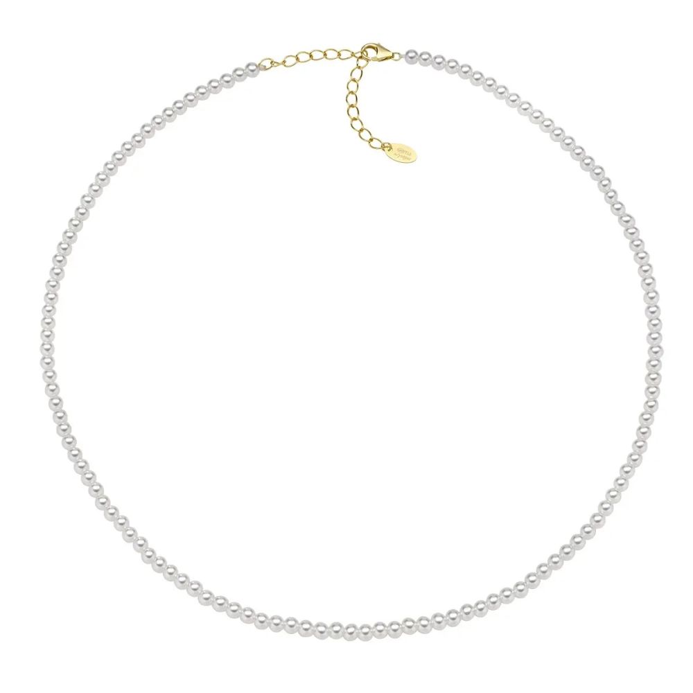 Amen Collana Argento Gold Perle Bianche