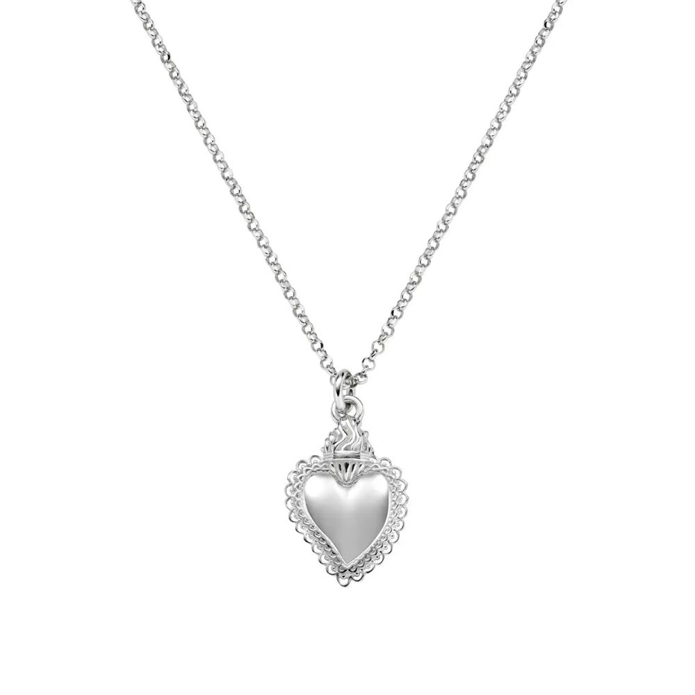 Amen Collana Argento con Mini Sacro Cuore