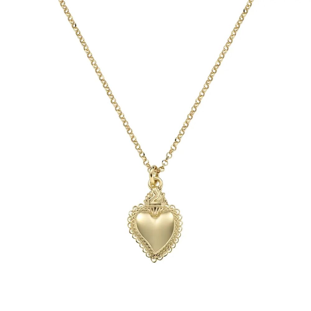 Amen Collana Argento Gold con Mini Sacro Cuore