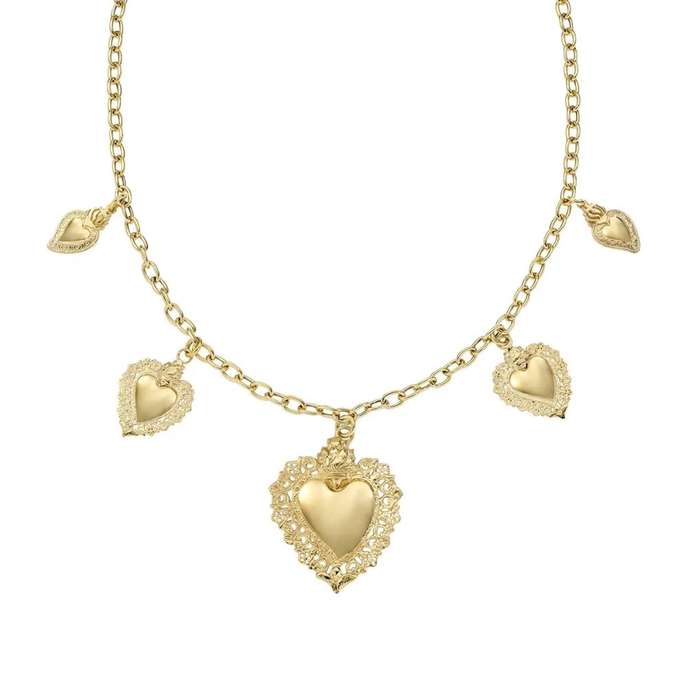 Amen Collana Argento Gold con Multi Sacro Cuore