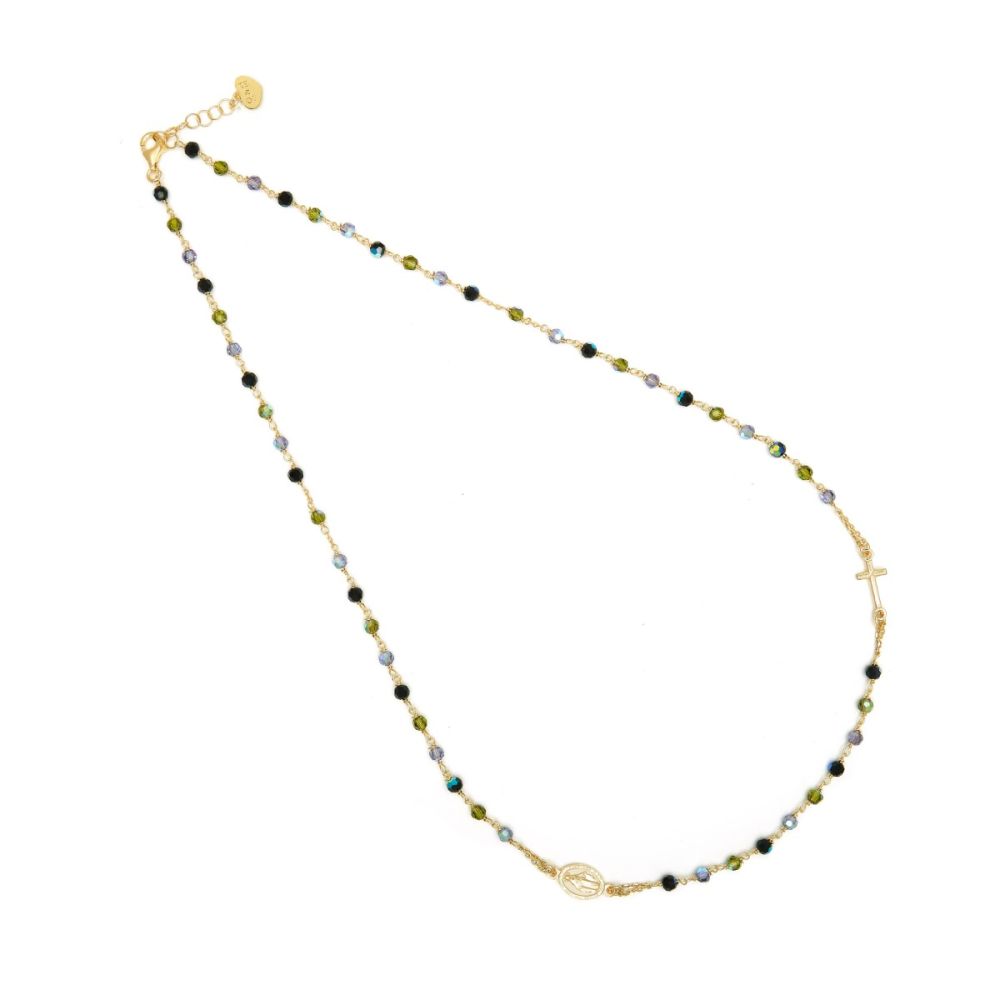 Io & Te Collana Rosario Argento Gold Cristalli Multicolor