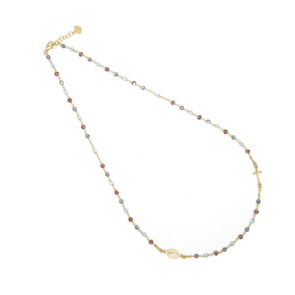 Io & Te Collana Rosario Argento Gold Cristalli Multicolor