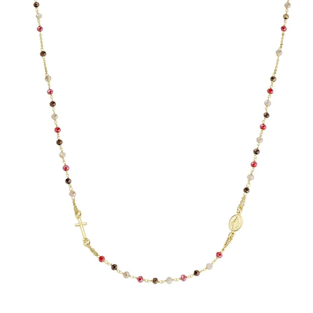 Amen Collana Rosario Argento Gold Cristalli Multicolor