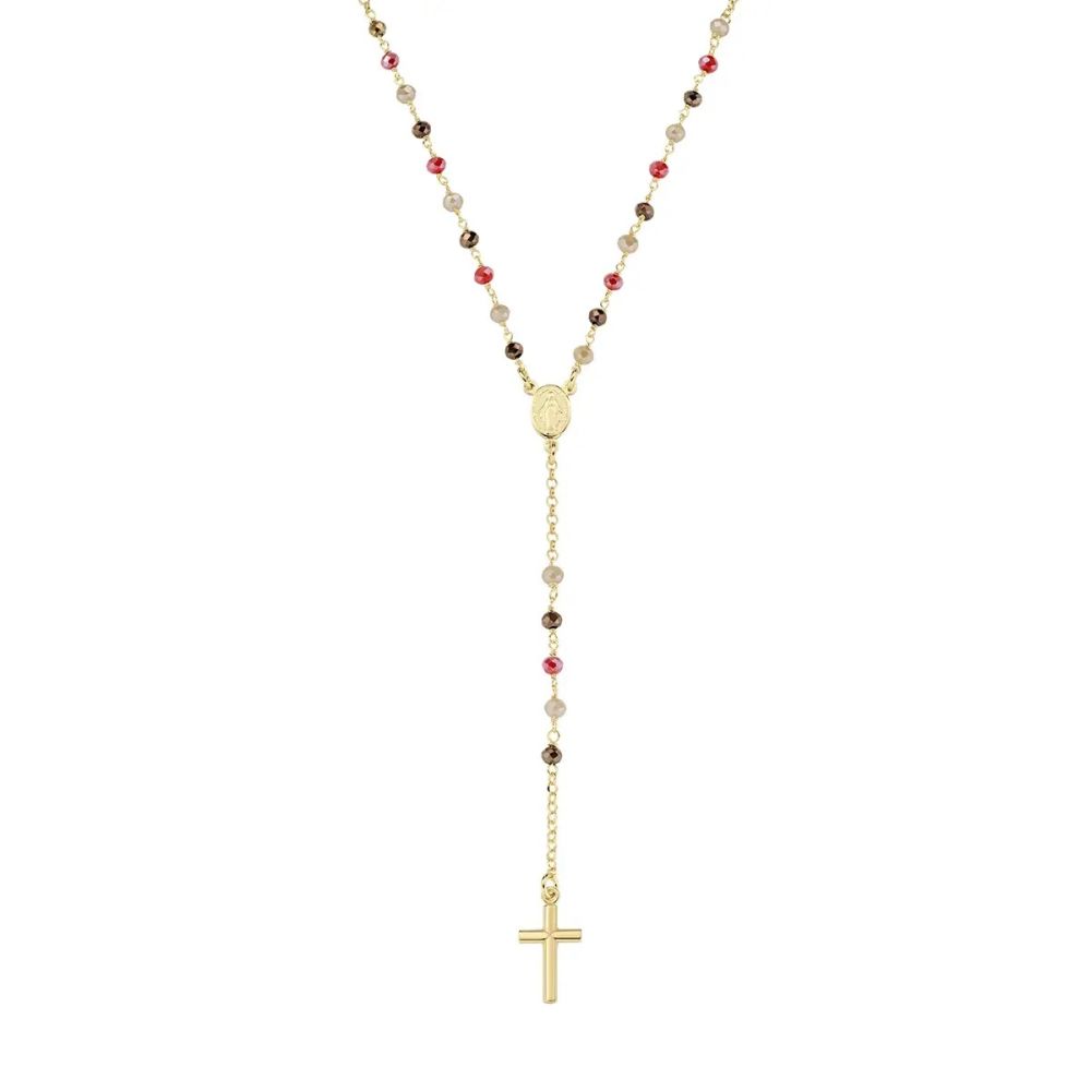 Amen Rosario Ad Y Argento Gold Cristalli Multicolor 