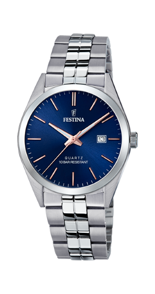 Festina Orologio Uomo Acciaio Solo Tempo Quadrante Blu