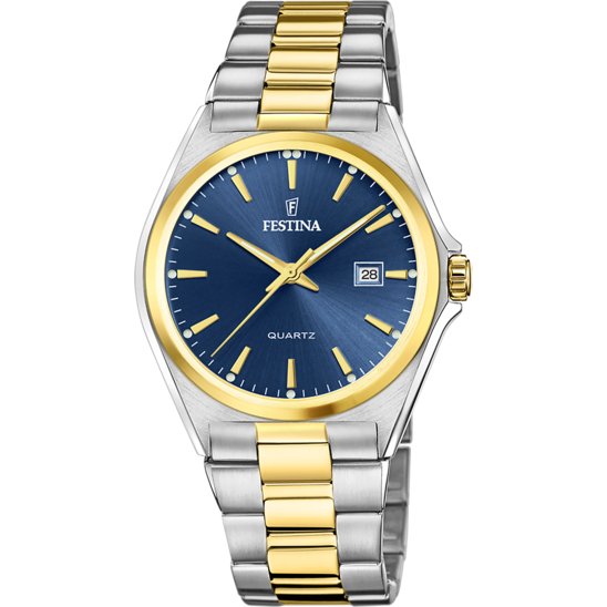 Festina Orologio Solo Tempo Acciaio Bicolore Quadrante Blu