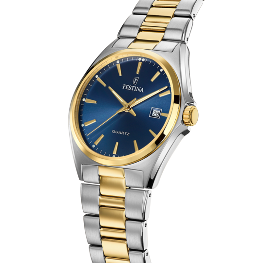 Festina Orologio Solo Tempo Acciaio Bicolore Quadrante Blu