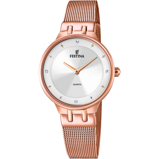 Festina Orologio Solo Tempo Acciaio Rosè Quadrante Silver