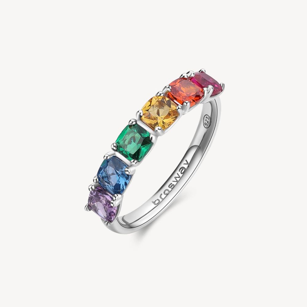 Brosway Anello Argento Cristalli Multicolor Fancy