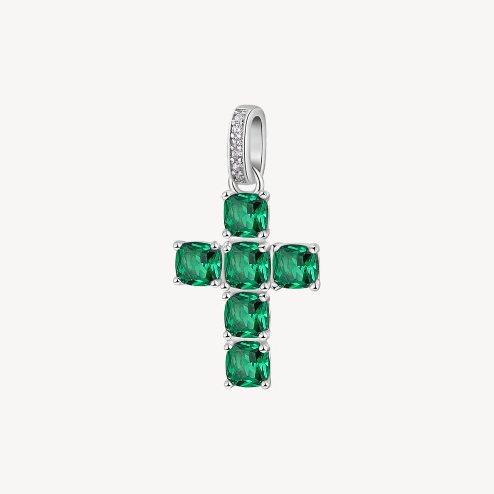 Brosway Pendente Argento Croce Emerald Fancy