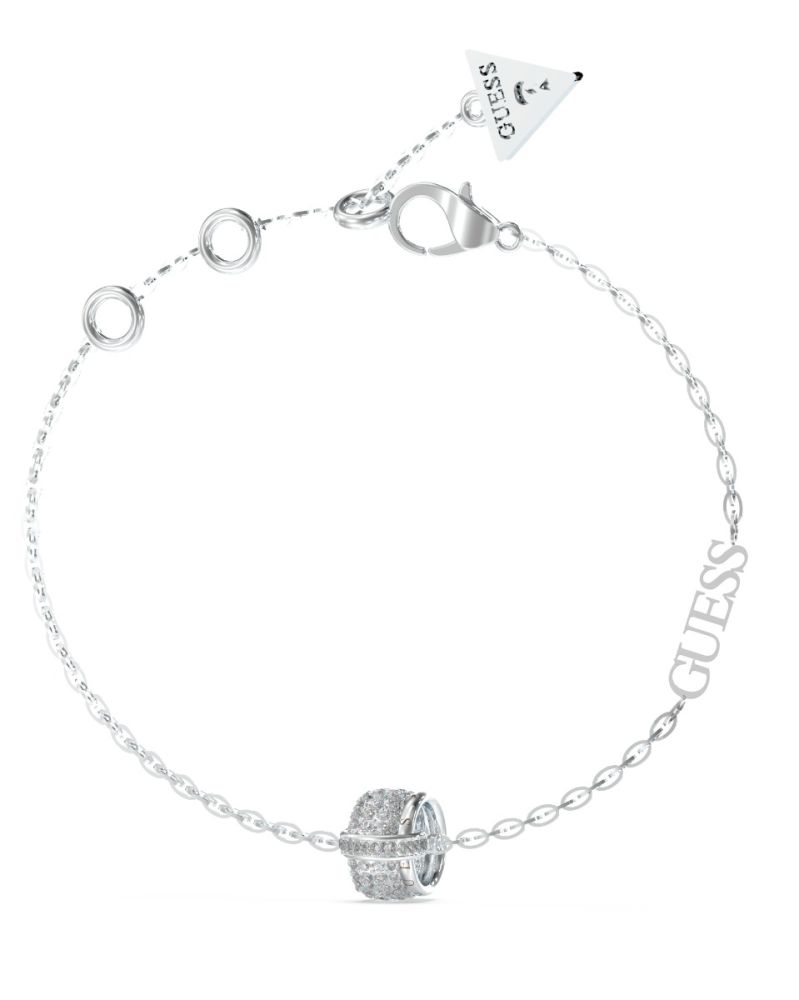 Guess Bracciale Acciaio Zirconi e  Scritta Guess