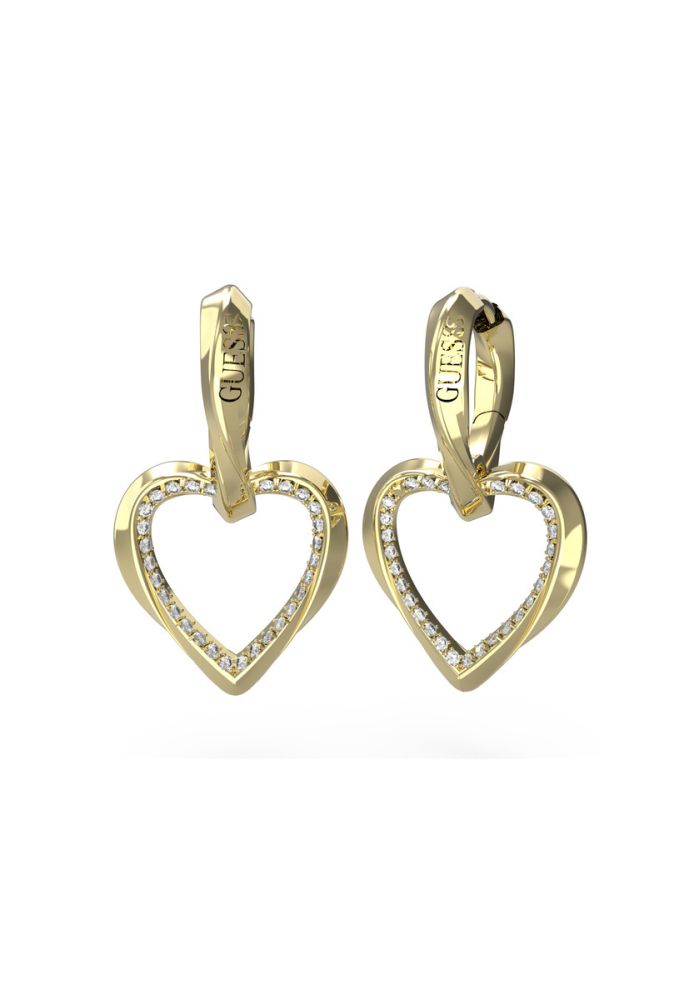 Guess Cerchi Acciaio Gold Cuore e Cristalli