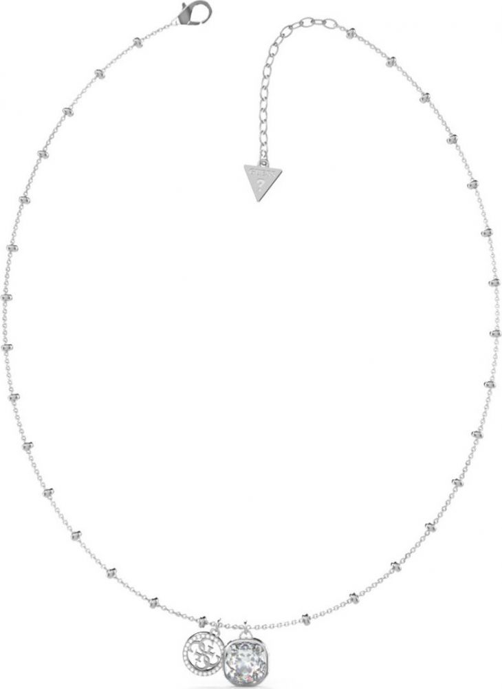 Guess Collana Donna Acciaio Logo 4 G e Cristallo Bianco