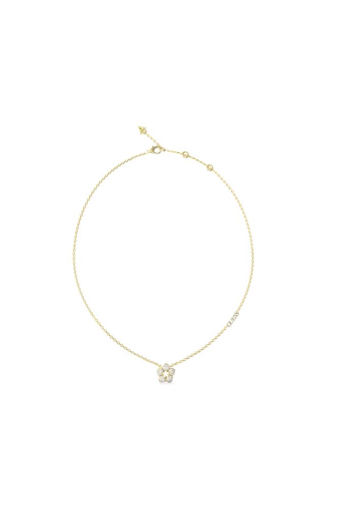 Guess Collana Acciaio Gold Fiore Cristalli Bianchi