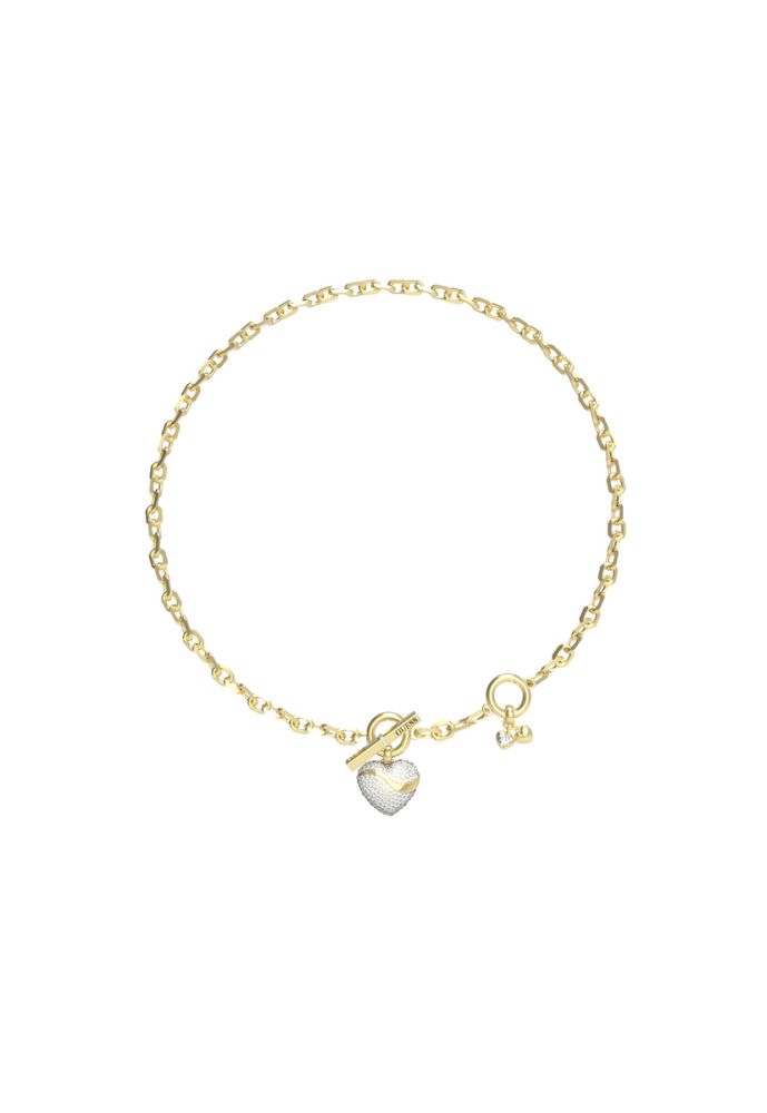 Guess Collana Acciaio Gold Cuore Zirconato