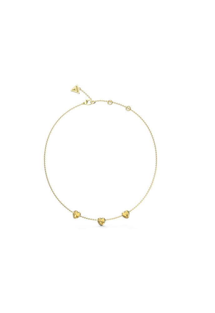 Guess Collana Acciaio Gold 3 Cuori con Cristallo