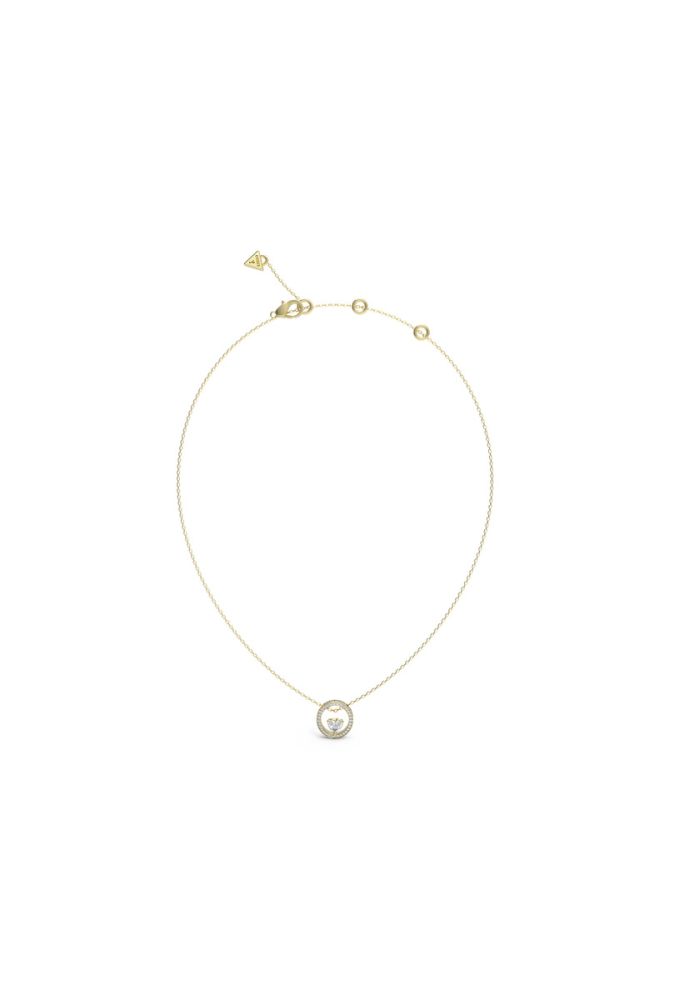 Guess Collana Acciaio Gold Cristallo Cuore Bianco 