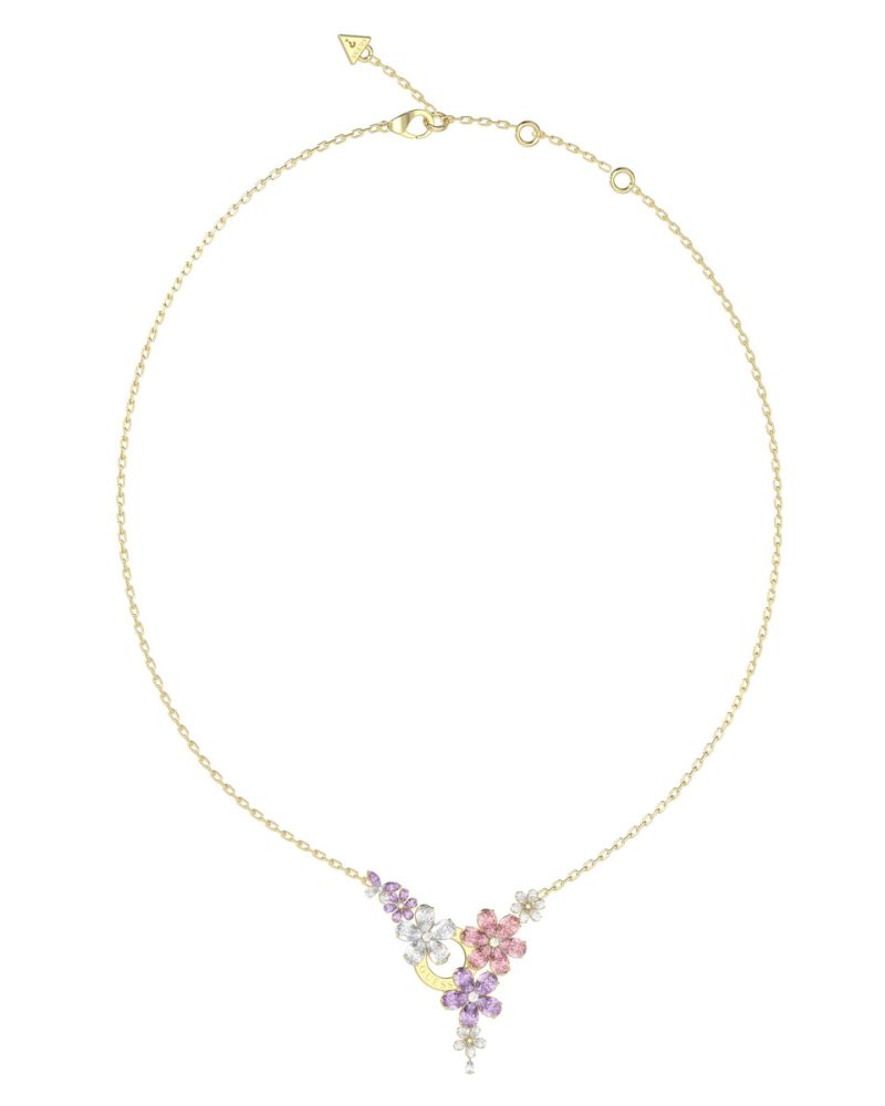 Guess Collana Acciaio Gold Fiori Multicolor