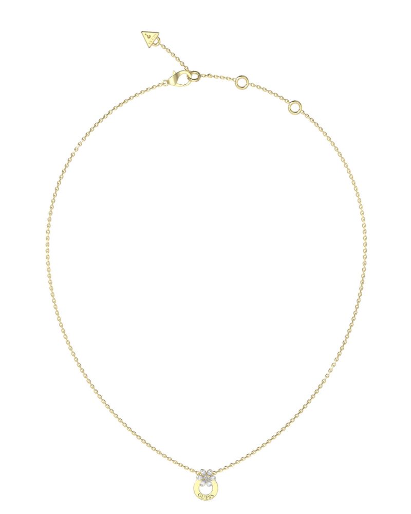 Guess Collana Acciaio Gold Fiore Bianco