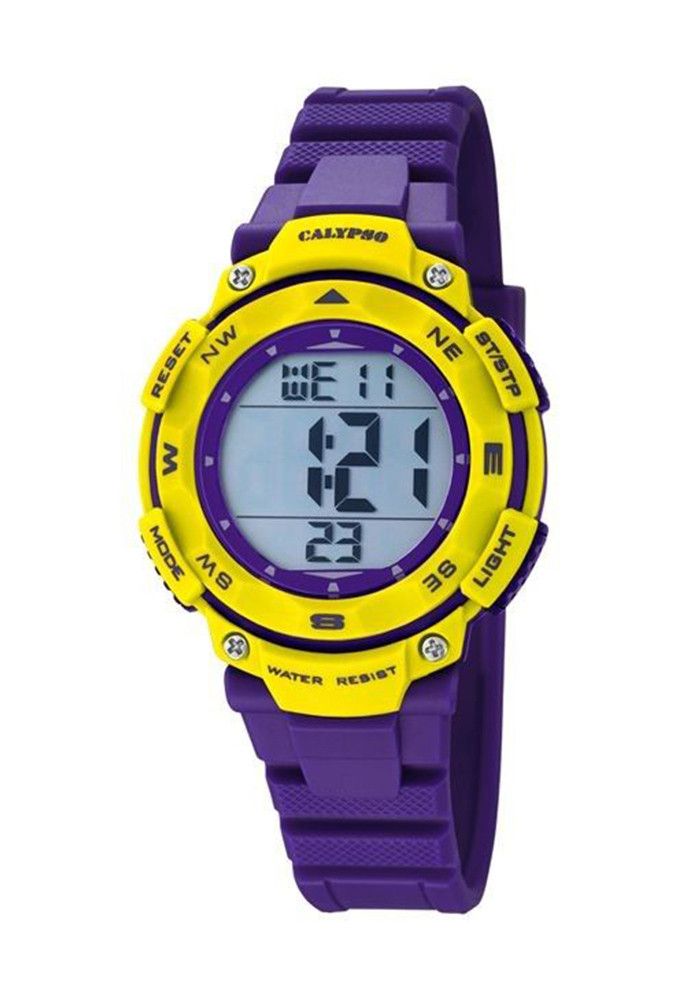 Calypso Orologio Unisex Gomma Digitale Multifunzione Viola-Giallo