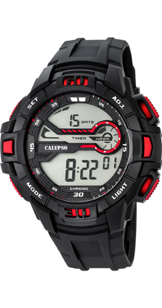 Calypso Orologio Uomo Gomma Digitale Multi Nero-Rosso