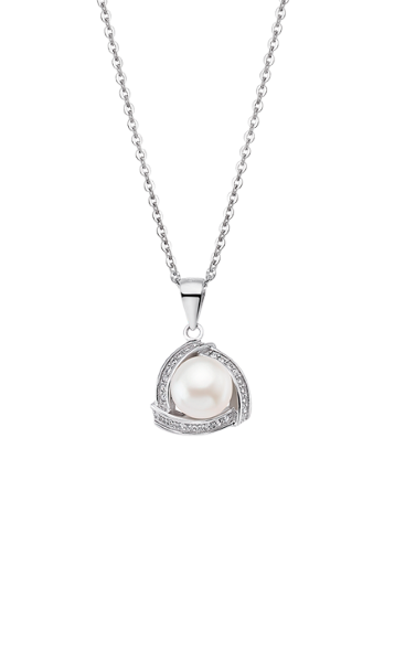 Lotus Collana Donna Argento Pendente Perla e Zirconi