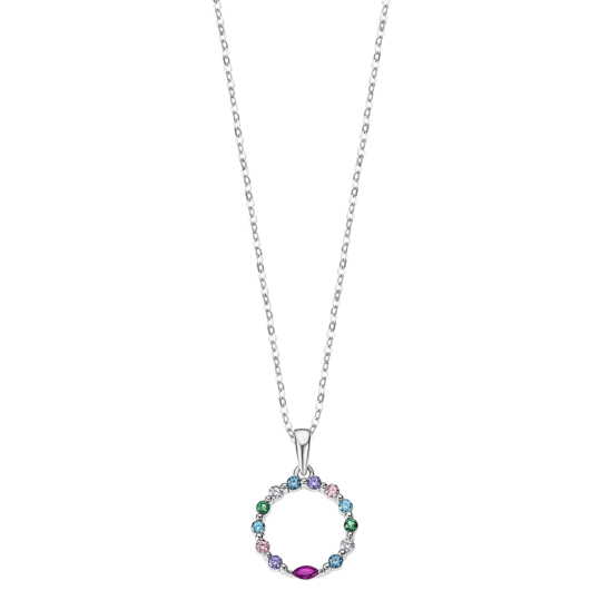 Lotus Collana Donna Argento 13 Zirconi Multicolor