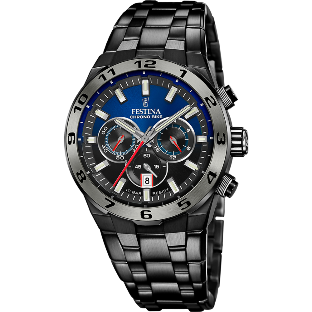 Festina Orologio Cronografo Acciaio Nero Quadrante Blu