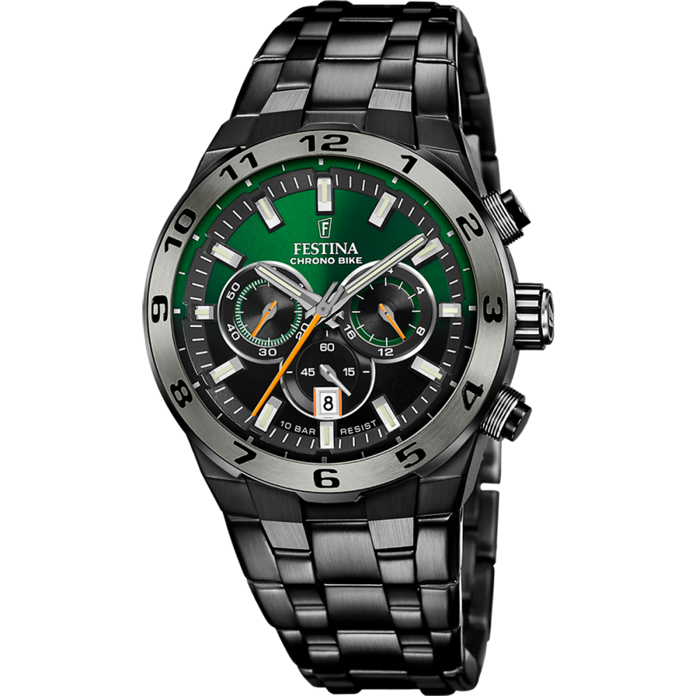 Festina Orologio Cronografo Acciaio Nero Quadrante Verde