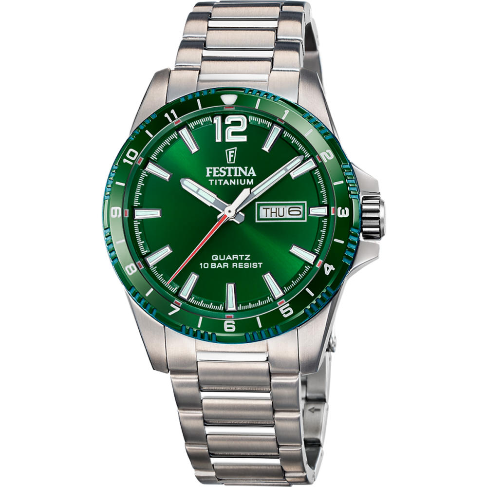 Festina Orologio Solo Tempo Titanio Quadrante Verde