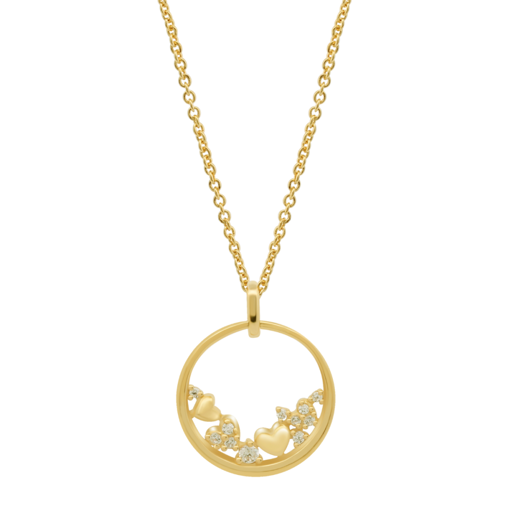 Lotus Collana Argento Gold Cuori e Cristalli