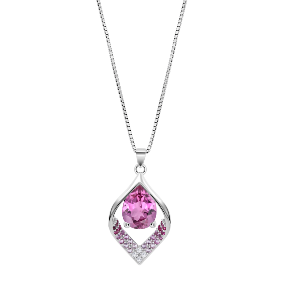 Lotus Collana Argento Cristallo Rosa