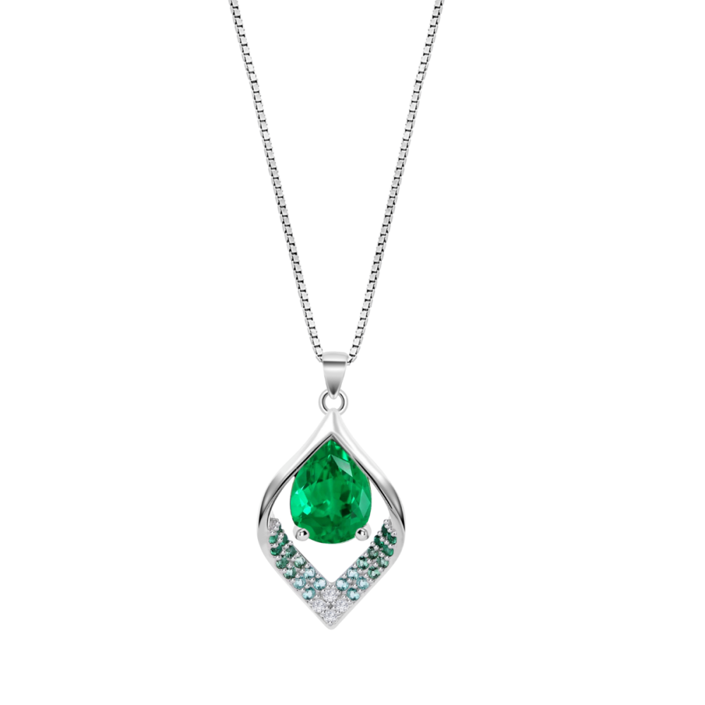 Lotus Collana Argento Cristallo Verde