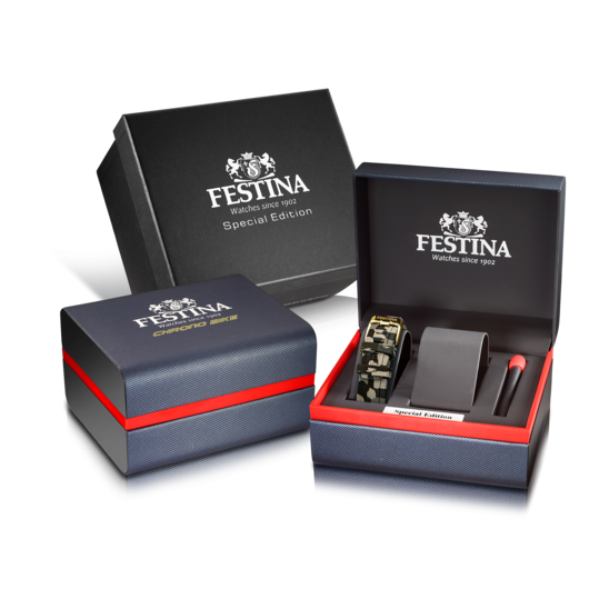 Festina Orologio Acciaio Nero-Gold Cronografo Quadrante Nero