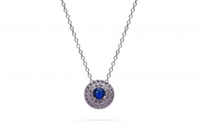 Chimiama Collana Donna Argento Pietra Blu Zirconata