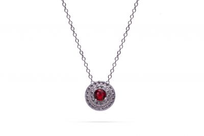 Chimiama Collana Donna Argento Pietra Rossa Zirconata