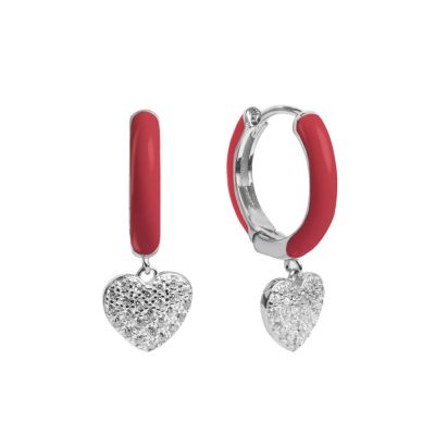 Chimiama Cerchio Argento Smalto Rosso Cuore Zirconato