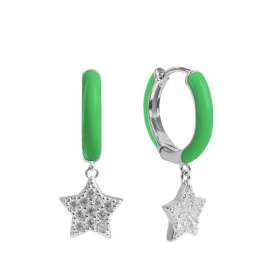 Chimiama Cerchio Argento Smalto Verde Cuore Zirconato