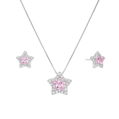 Chimiama Set Collana + Orecchini Argento Kunzite e Zirconi