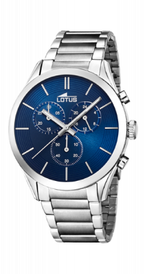 Lotus Orologio Uomo Cronografo Acciaio Quadrante Blu