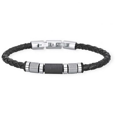 2 Jewels Bracciale Uomo Acciaio Pvd Nero Black Fiber