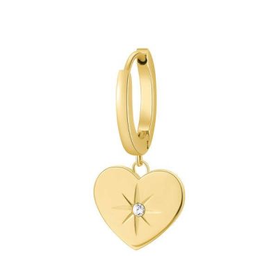 Brosway Mono Orecchino Donna Acciaio Gold Cuore e Cristallo Chakra