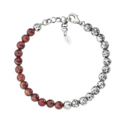 Amen Bracciale Uomo Argento Occhio Di Tigre Rosso