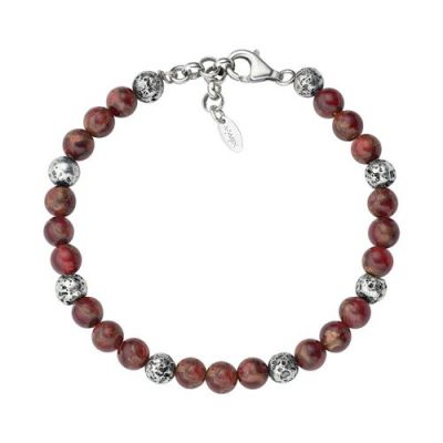 Amen Bracciale Uomo Argento Occhio Di Tigre Rosso