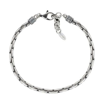 Amen Bracciale Uomo Argento Brunito Catena Box Allungata