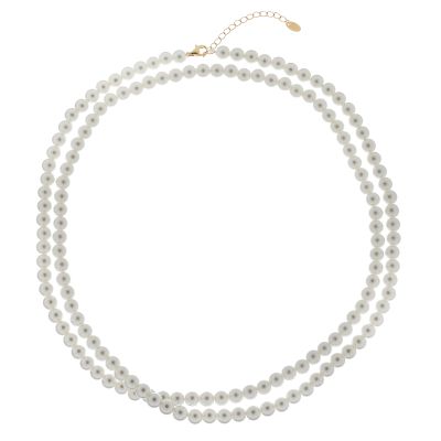 Amen Collana Lunga Argento Gold Perle Swarovski 6 mm