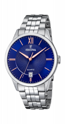 Festina Orologio Uomo Acciaio Solo Tempo Quadrante Blu