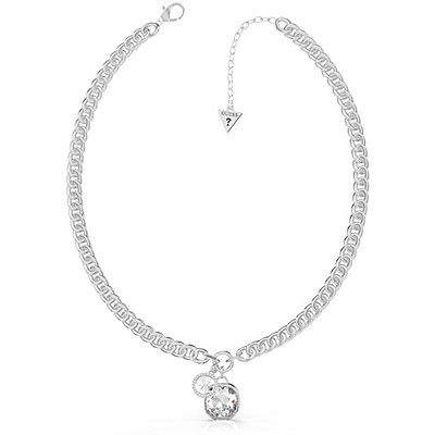 Guess Collana Donna Acciaio Logo 4G e Cristallo Bianco